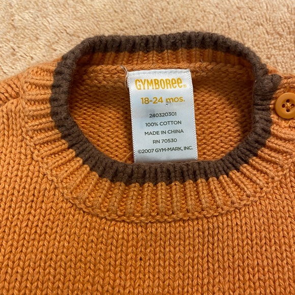 Gymboree 18-24 Month Puppy Sweater. Orange Brown Off White EUC Winter - Picture 3 of 6
